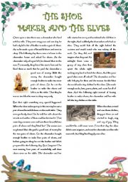 English Worksheet: Fairy tales: The shoemaker and the elves (Adpated for ESL learners)