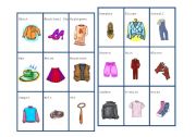 English worksheet: Clothing- Bingo