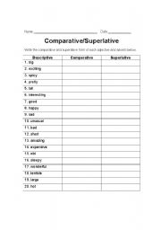 English Worksheet: Comparative and Superlative practice