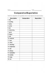 English worksheet: Comparative and Superlative practice