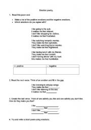 English worksheet: Emotions poetry