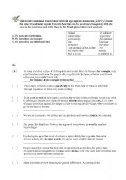 English Worksheet: Writing Transition Sentences