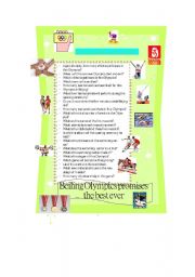 English Worksheet: Sports: Beijing Olympics 2008