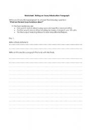 English Worksheet: Writing introduction worksheet