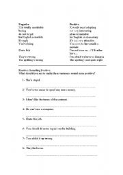 English worksheet: Sounding positive while writing