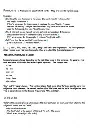 English worksheet: the use of pronouns