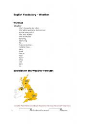 English Worksheet: weather vocabulary