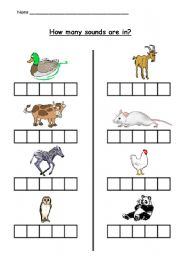 English worksheet: PHONICS - HOW MANY SOUNDS ARE IN? (worksheet 2)