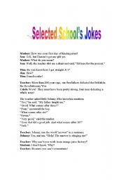 English worksheet: Selected Schools Jokes