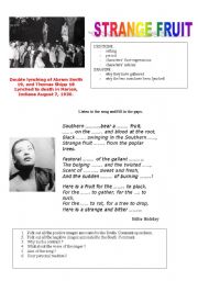 English Worksheet: strange fruit