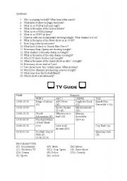 English Worksheet: TV Guide Question & Answer Dictation