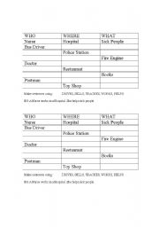 English worksheet: Job location worksheet