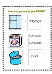 English Worksheet: KITCHEN GAME (THREE PAGES)