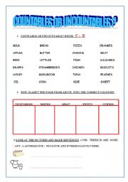 English Worksheet: COUNTABLE OR UNCOUNTABLE?