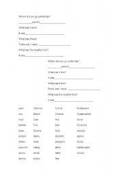 English worksheet: Where did you go yesterday?