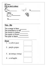 English Worksheet: Fruit and colours