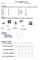 English worksheet: test or review for young children