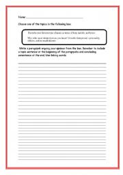 English Worksheet: Paragraph