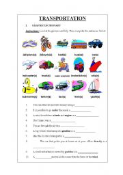 English Worksheet: TRANSPORTATION