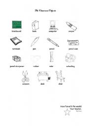 English worksheet: Classroom objects