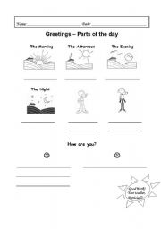 English Worksheet: Greetings - Parts of the day