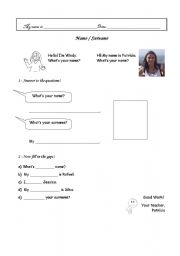 English worksheet: Name and surname