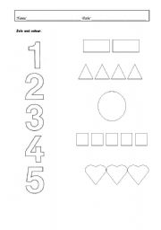 English Worksheet: Numbers and shapes
