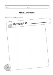 English worksheet: My name is...