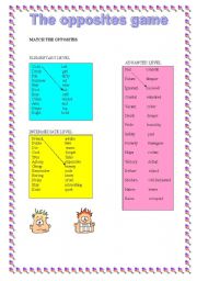 English Worksheet: THE OPPOSITES GAME