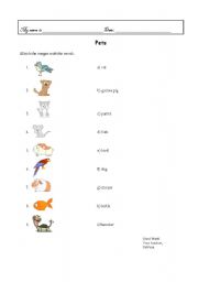 English Worksheet: Matching the pets