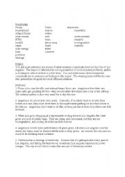 English worksheet: Environmental problems in Los Angeles 