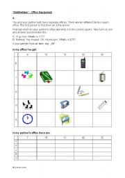 English Worksheet: Battleships - Office Equipment