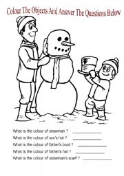 English Worksheet: colour the objects and answer the question below