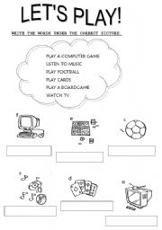 English worksheet: Lets play