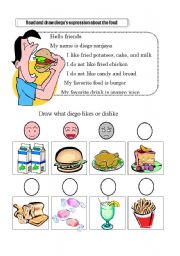 English Worksheet: Diegos food