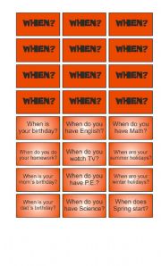 English Worksheet: Game: Garfield wants to know - When cards