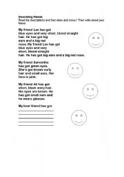 English worksheet: describing friends