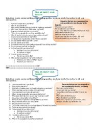English Worksheet: TELL ME ABOUT YOUR FAMILY!