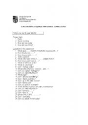 English Worksheet: Classroom Language