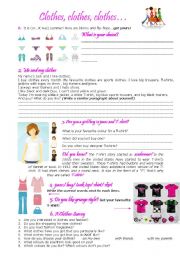 English Worksheet: Clothes, clothes, clothes...