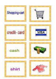 English Worksheet: shopping - (cards)
