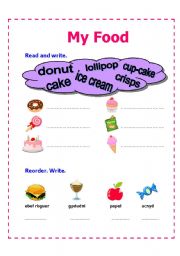 English Worksheet: My Food Revision Quiz part 2