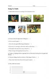 English Worksheet: Kung Fu Panda Worksheet ( MOVIES)