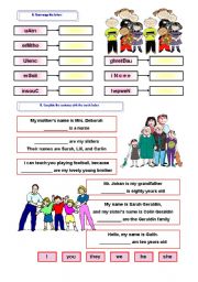 English Worksheet: complete the family topic