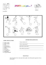 English worksheet: sports