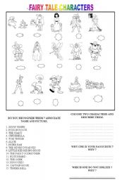English Worksheet: FAIRY TALE CHARACTERS