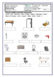 English Worksheet: furniture