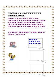 English worksheet: present continuous- ING words