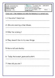 English worksheet: correct the mistakes