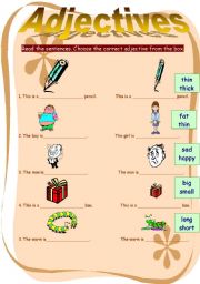 English Worksheet: Adjectives